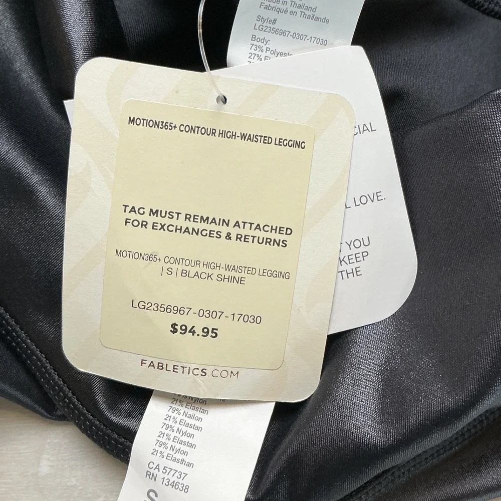Fabletics Motion365+ Contour Leggings Women S Black Shine New‎ With Tags